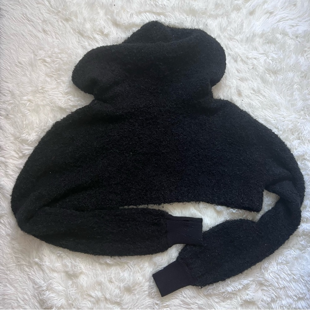 Urban Outfitters Wool-Blend Black Cropped Hoodie - Picture 3 of 3